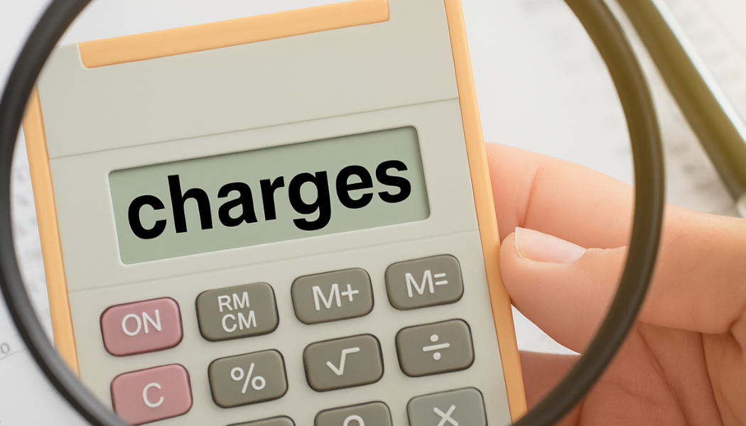personne qui tient une calculatrice avec ecrit "charges"